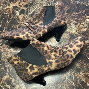 M & S leopard suede slip on ankle boots size 8.5